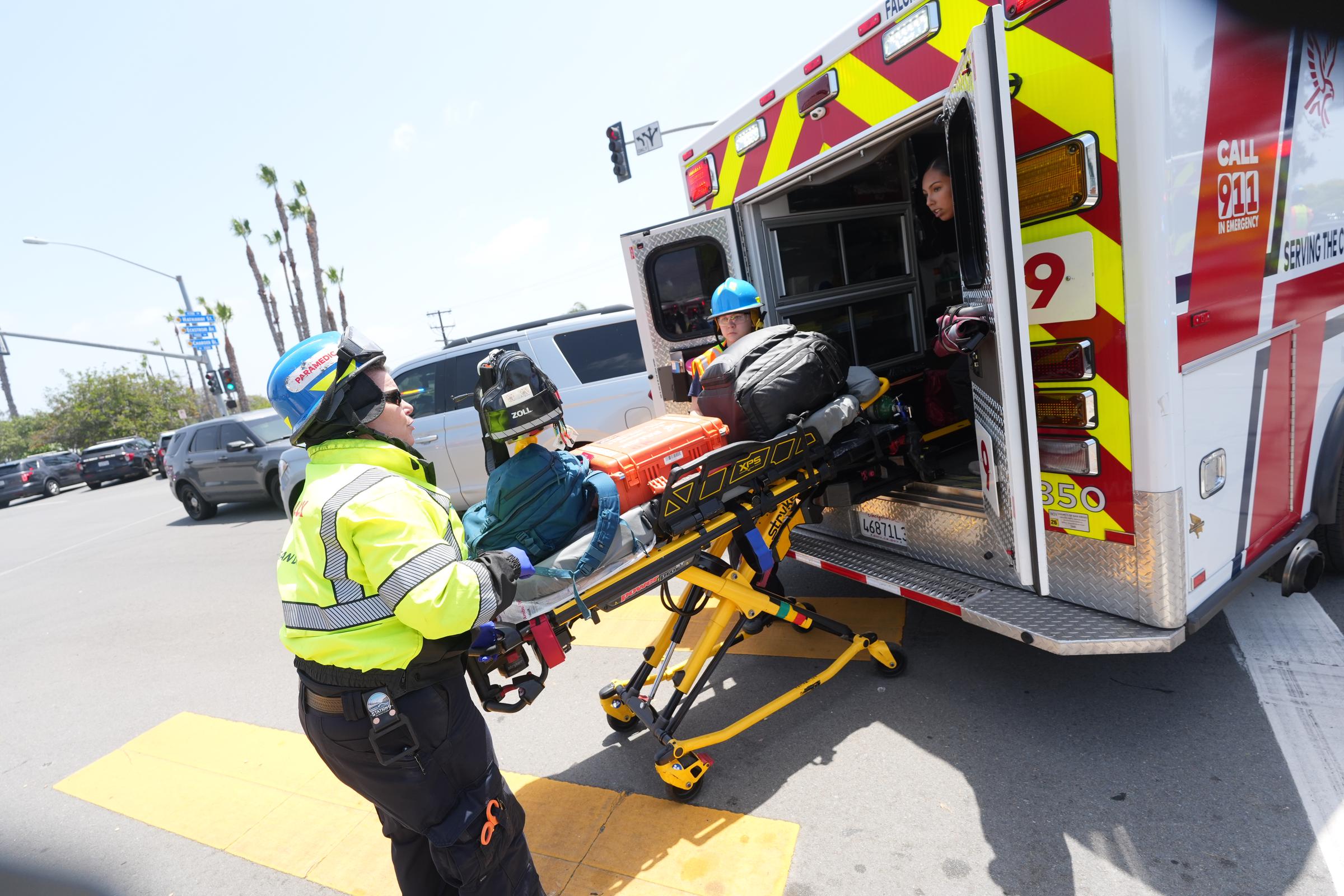 Emergency crews respond near the Islamic Center of San Diego following the shooting on May 18, 2026 | Source: Getty Images