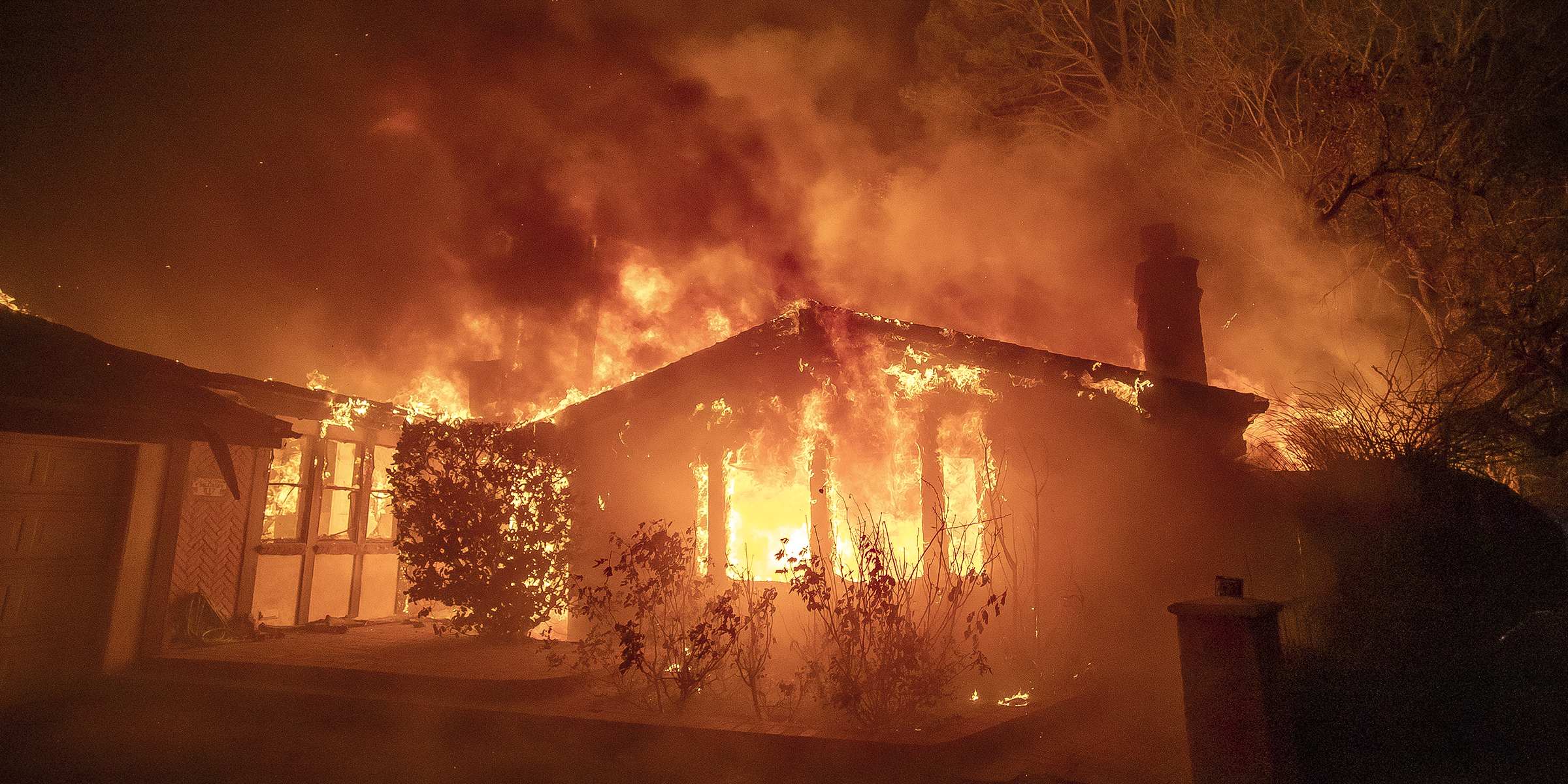 A house in flames amid the Los Angeles wildfires | Source: Getty Images