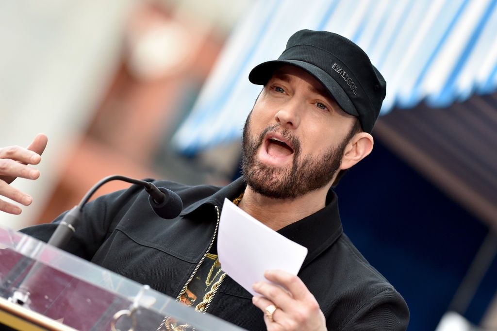 Eminem at the ceremony honoring Curtis "50 Cent" with a Star on the Hollywood Walk of Fame on January 30, 2020 in Hollywood, California | Photo: Getty Images