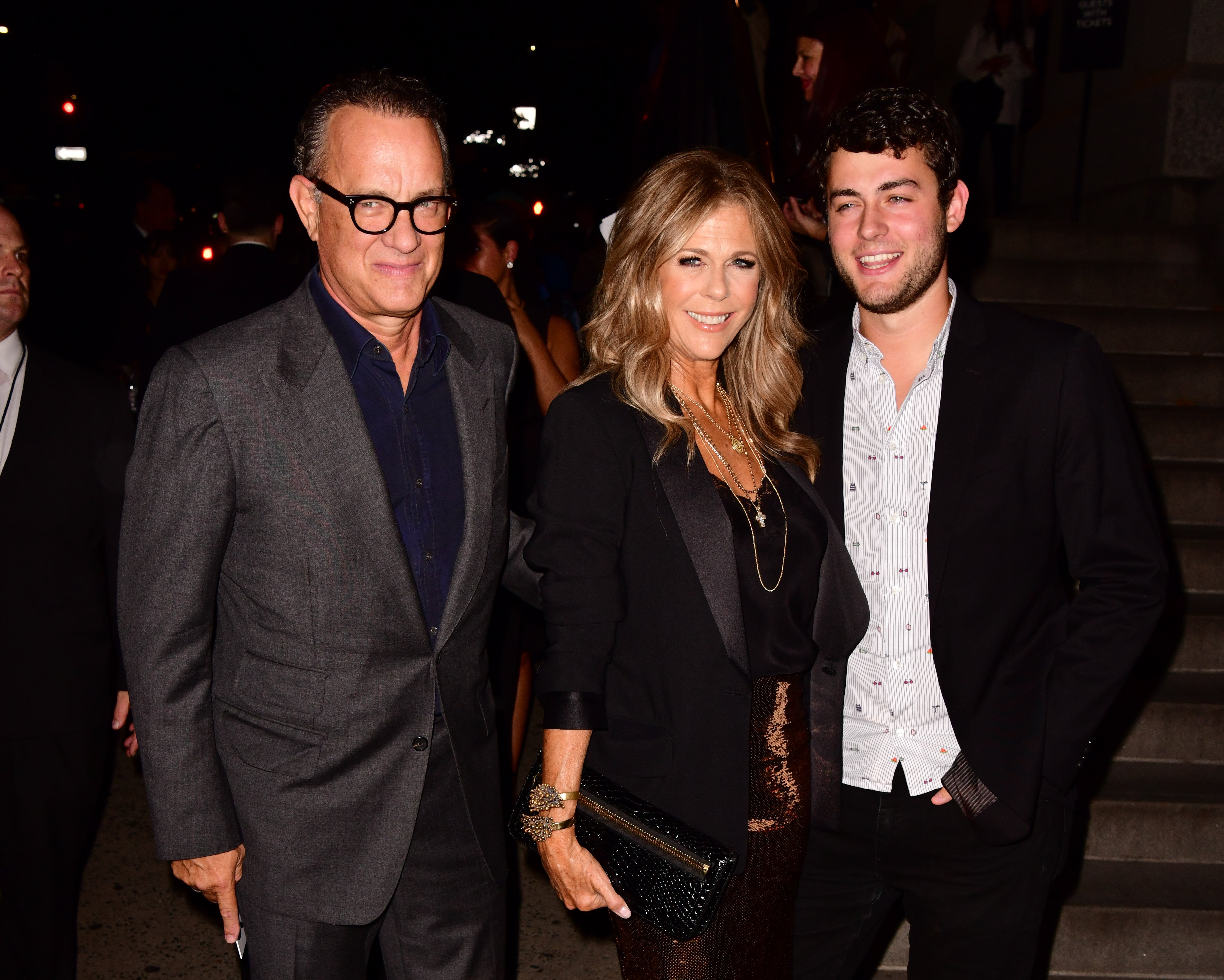 Tom Hanks, Tom Hanks, Rita Wilson, and Truman Hanks are photographed as they arrive at the Tom Ford fashion show in New York City | Source: Getty Images