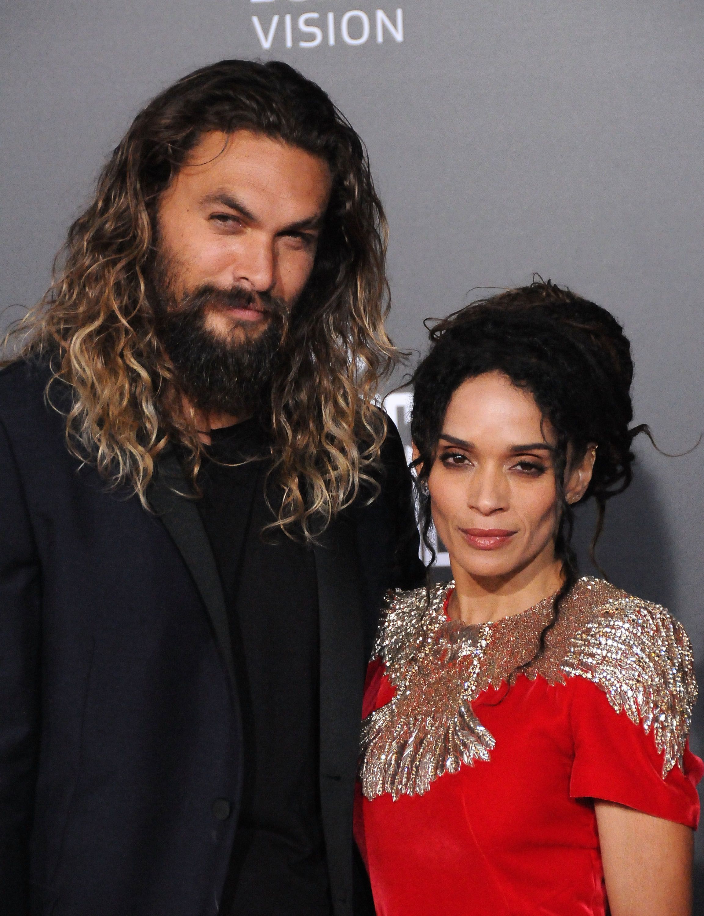 Jason Momoa and Lisa Bonet during the premiere of "Justice League" at Dolby Theatre on November 13, 2017, in Hollywood, California. | Source: Getty Images