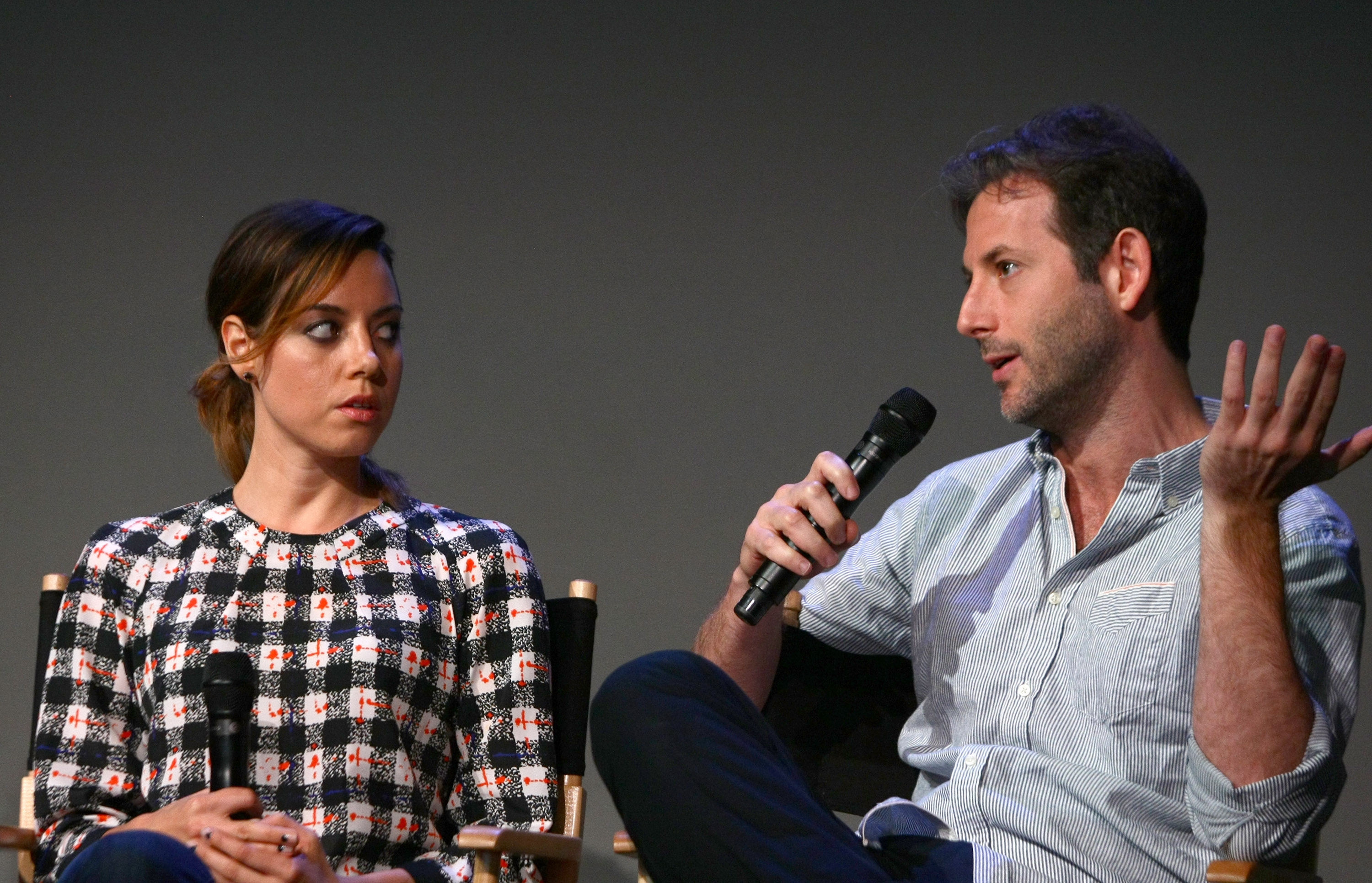 Aubrey Plaza and Jeff Baena attends "Meet The Filmmakers" on July 30, 2014, in New York City. | Source: Getty Images