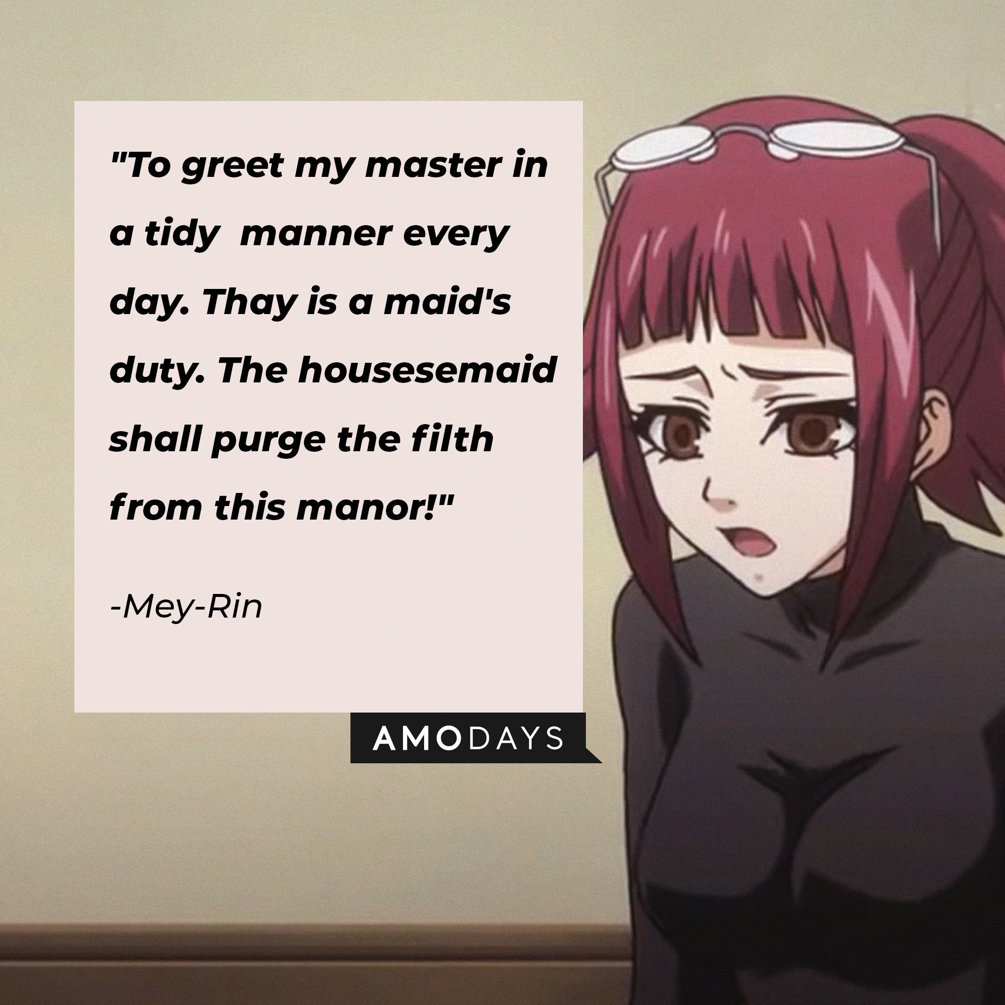 Mey-Rin’s quote: "To greet my master in a tidy manner every day. That is a maid's duty. The housemaid shall purge the filth from this manor!" | Image: AmoDays