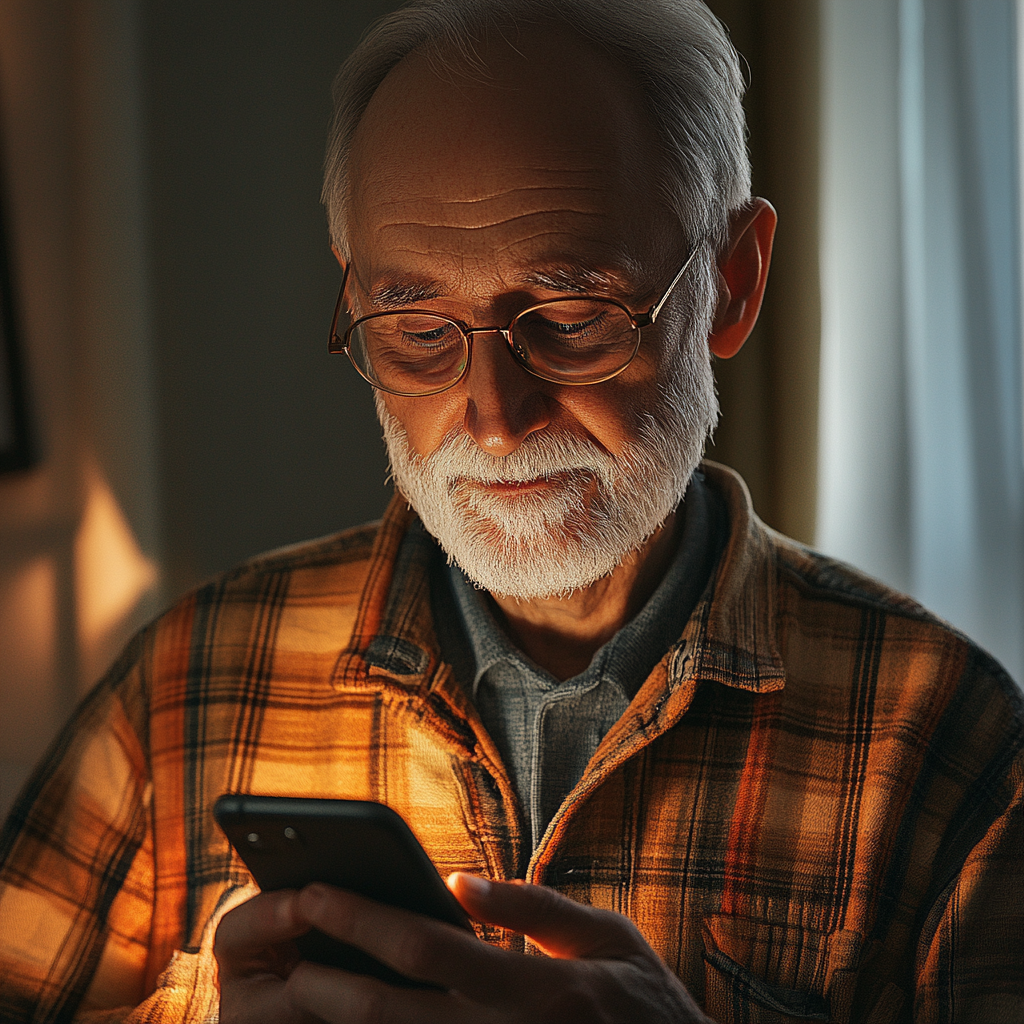 A man looking at a phone screen | Source: Midjourney