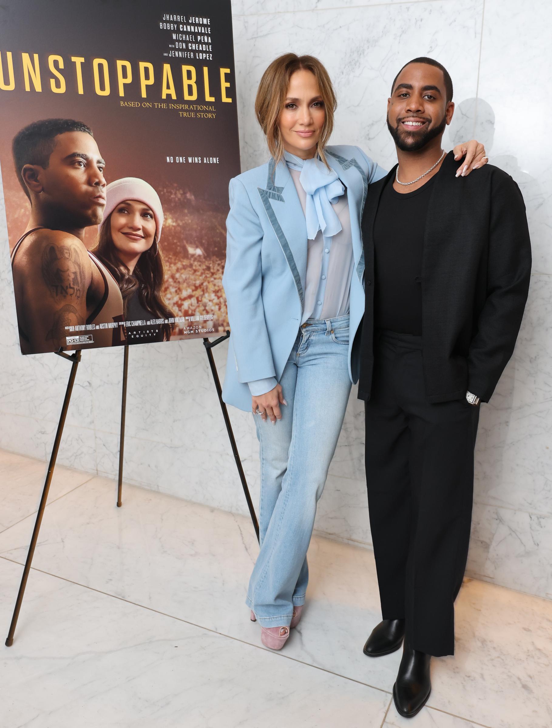 Jennifer Lopez and Jharrel Jerome on December 15, 2024, in Los Angeles, California | Source: Getty Images