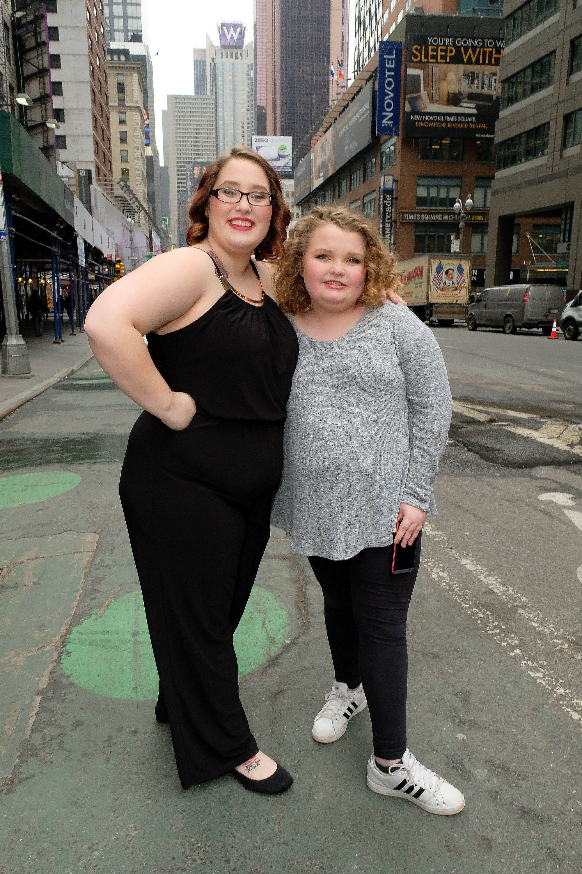 Lauryn "Pumpkin" Shannon and Alana "Honey Boo Boo" Thompson during their trip to "Extra" in Times Square on February 22, 2017 in New York City. | Source: Getty Images