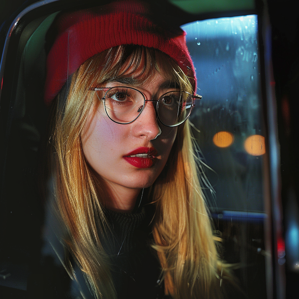 A woman sitting in a taxi | Source: Midjourney