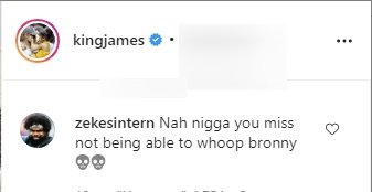 Another negative comment about Bronny on Lebron James post on Instagram | Photo: Instagram/kingjames