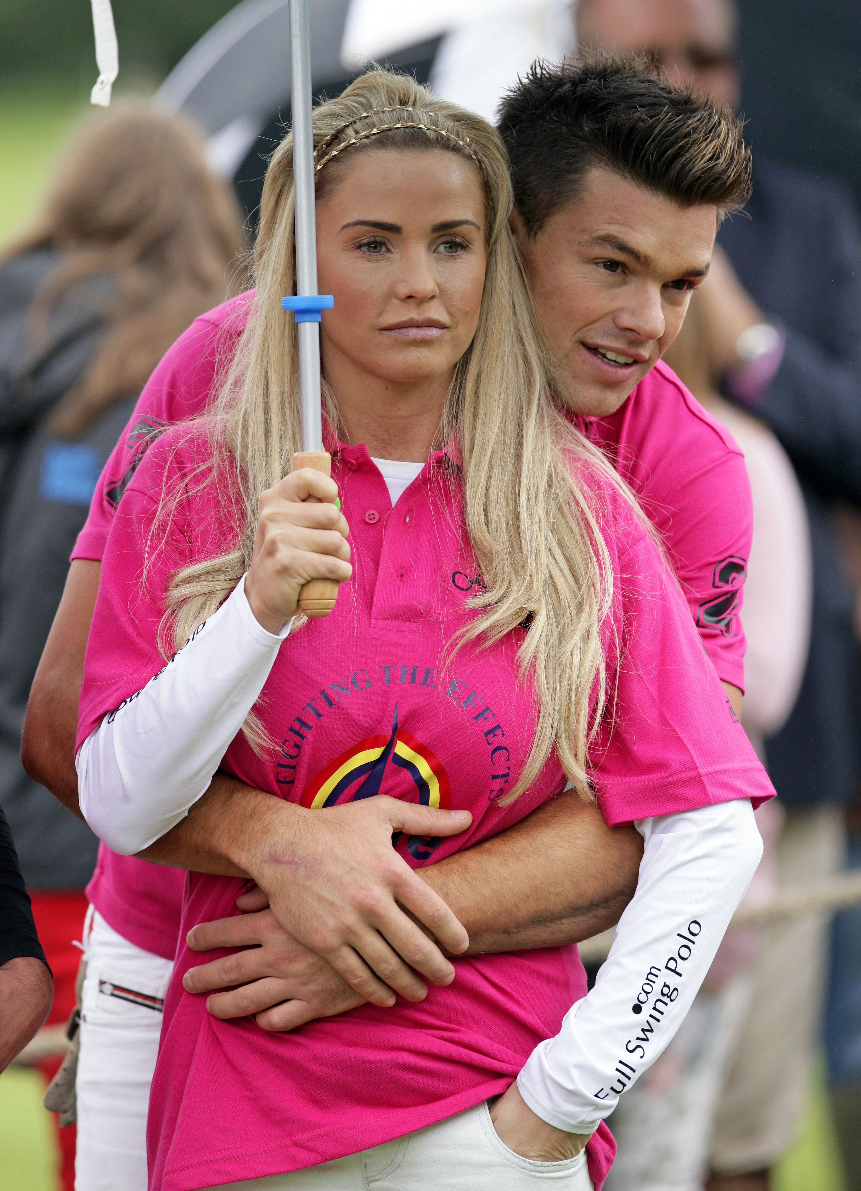 Katie Price and Leandro Penna during a charity polo match at Tidworth Polo Club on July 14, 2012, in Wiltshire, England. | Source: Getty Images