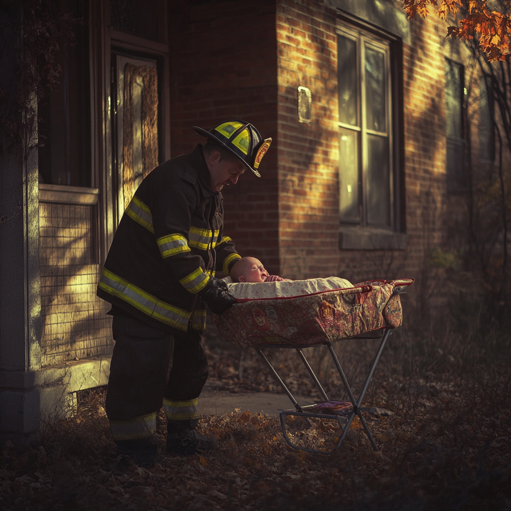 A fireman rescuing a baby | Source: Midjourney