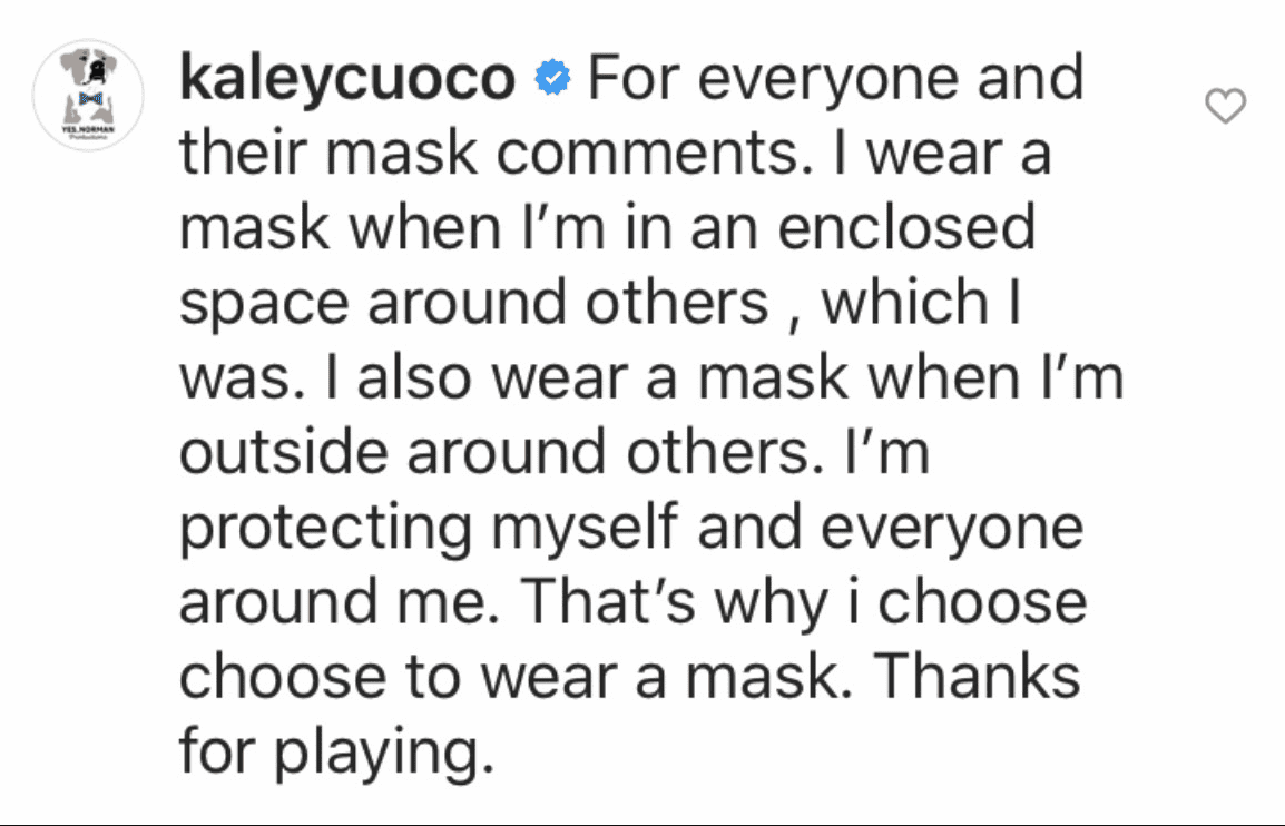 Kaley Cuoco claps back at a social media user for his negative comment on her exercise video. | Source: Instagram/kaleycuoco.