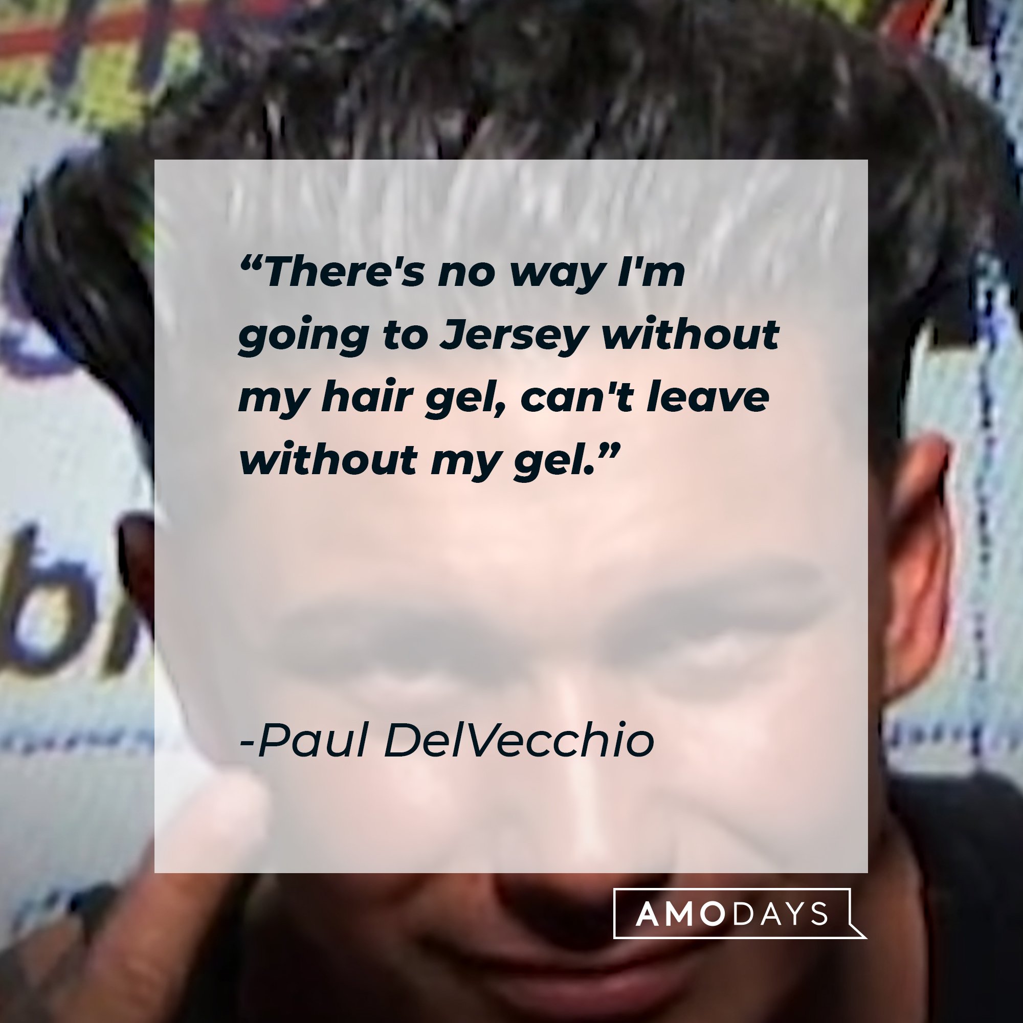 Paul DelVecchio ‘s quote: "There's no way I'm going to Jersey without my hair gel, can't leave without my gel." | Image: AmoDays