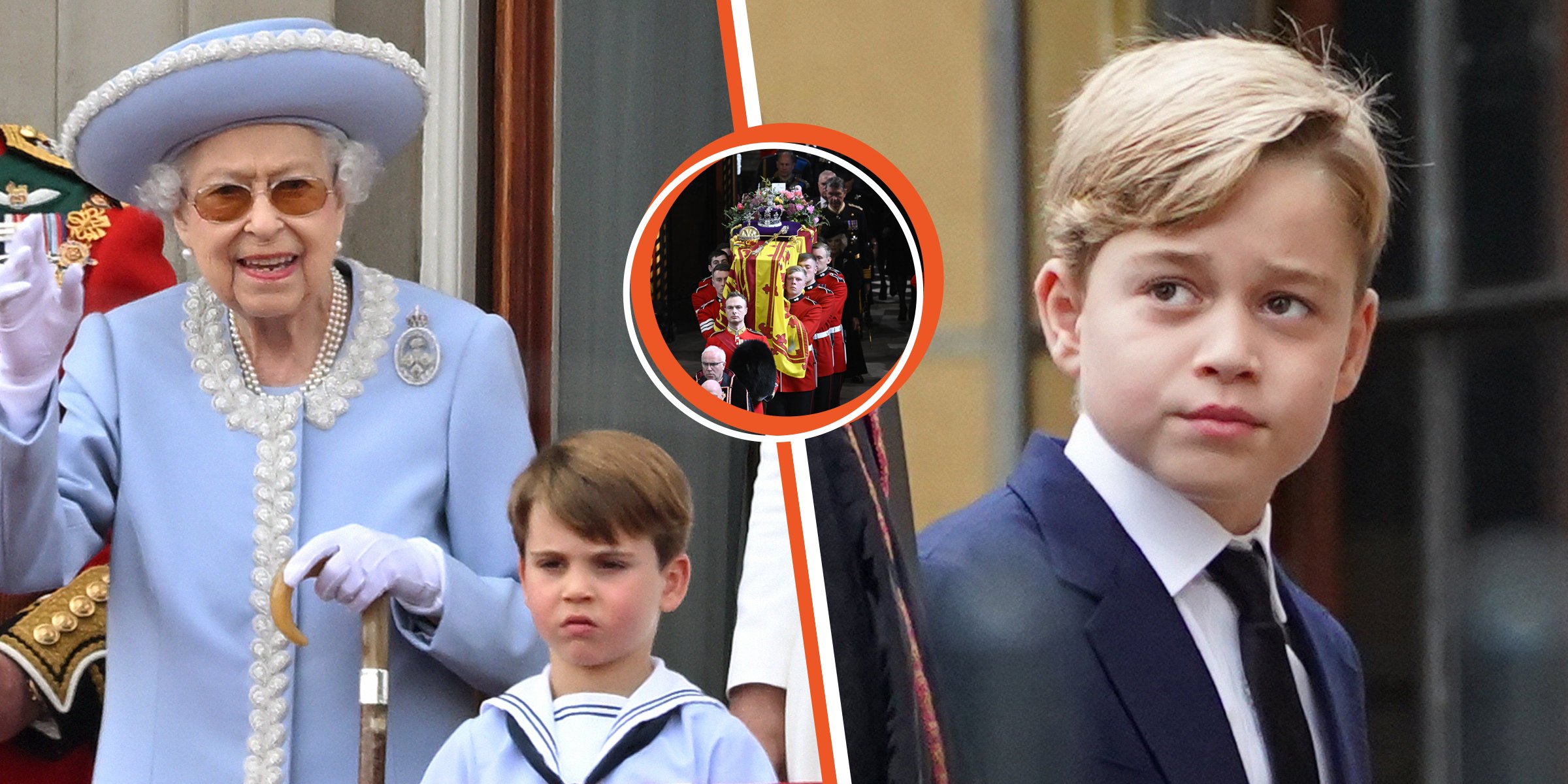 Queen Elizabeth II and Prince Louis | Coffin of Queen Elizabeth | Prince George | Source: Getty Images