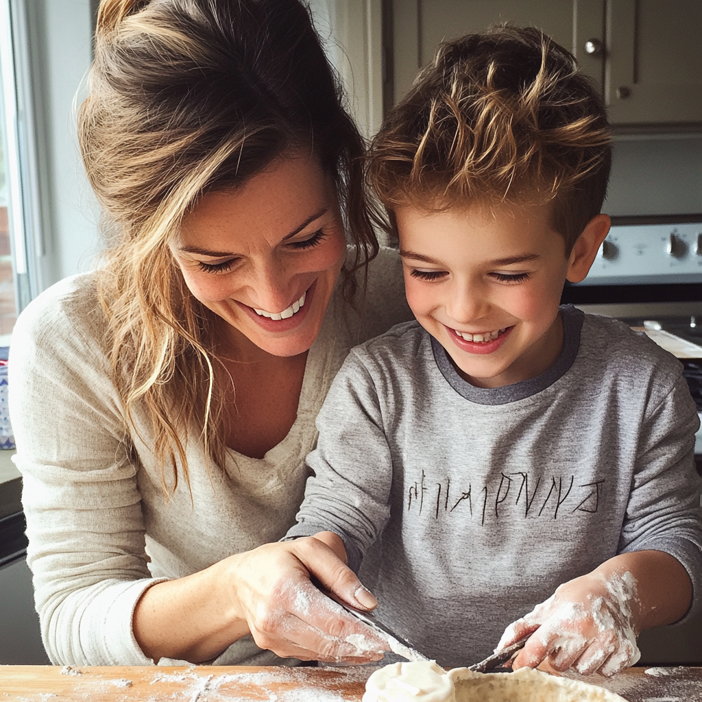 A mom and son duo baking | Source: Midjourney