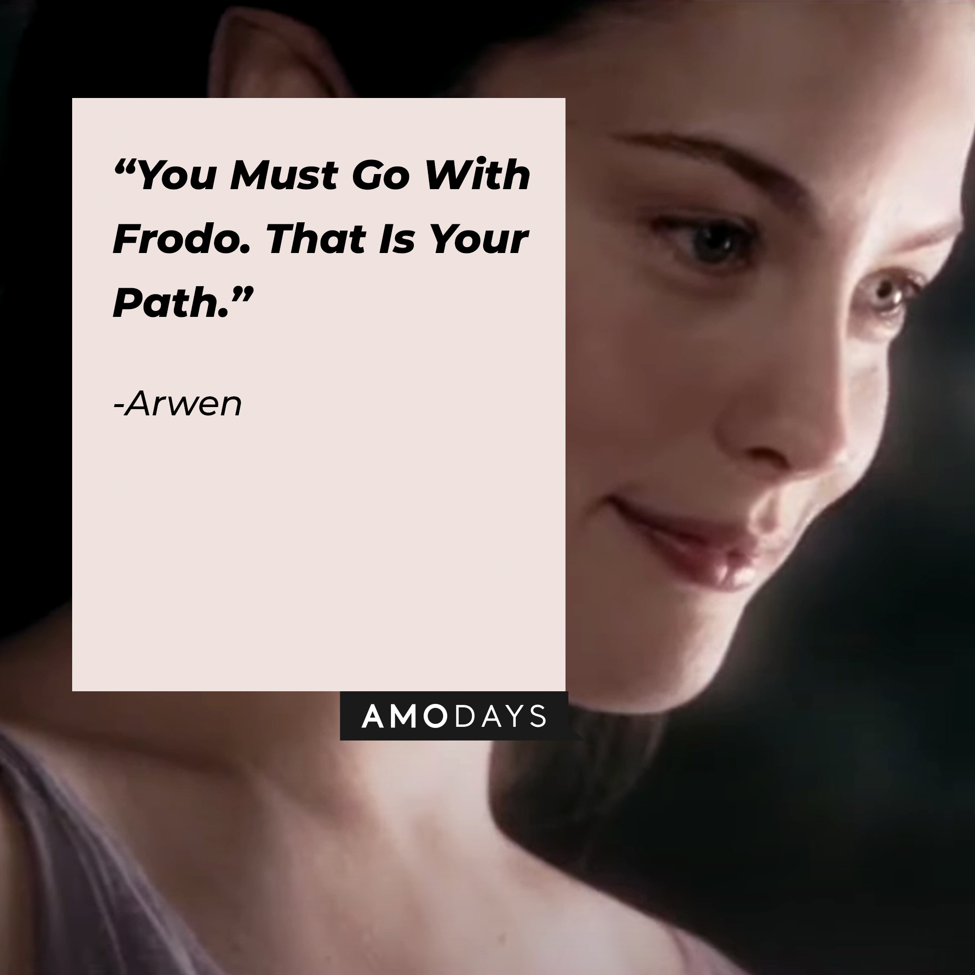 Arwen's quote : "You Must Go With Frodo. That Is Your Path." | Source: facebook.com/lordoftheringstrilogy