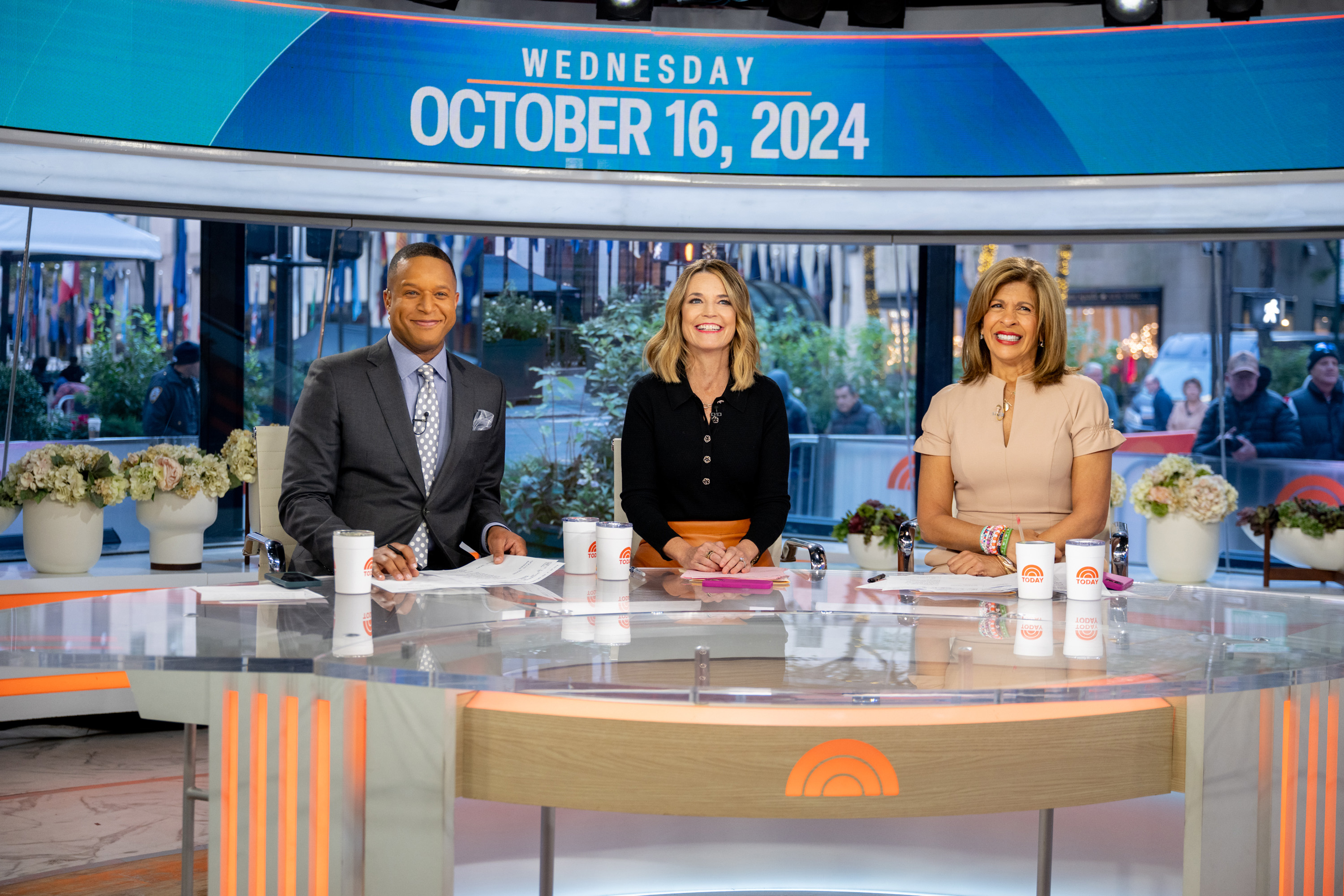 Craig Melvin, Savannah Guthrie, and Hoda Kotb on a season 73 episode of "Today" on October 16, 2024. | Source: Getty Images