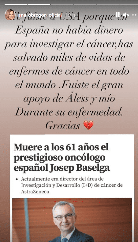 Palabras de Ana Obregón. │ Foto: Captura de Instagram/ana_obregon_oficial