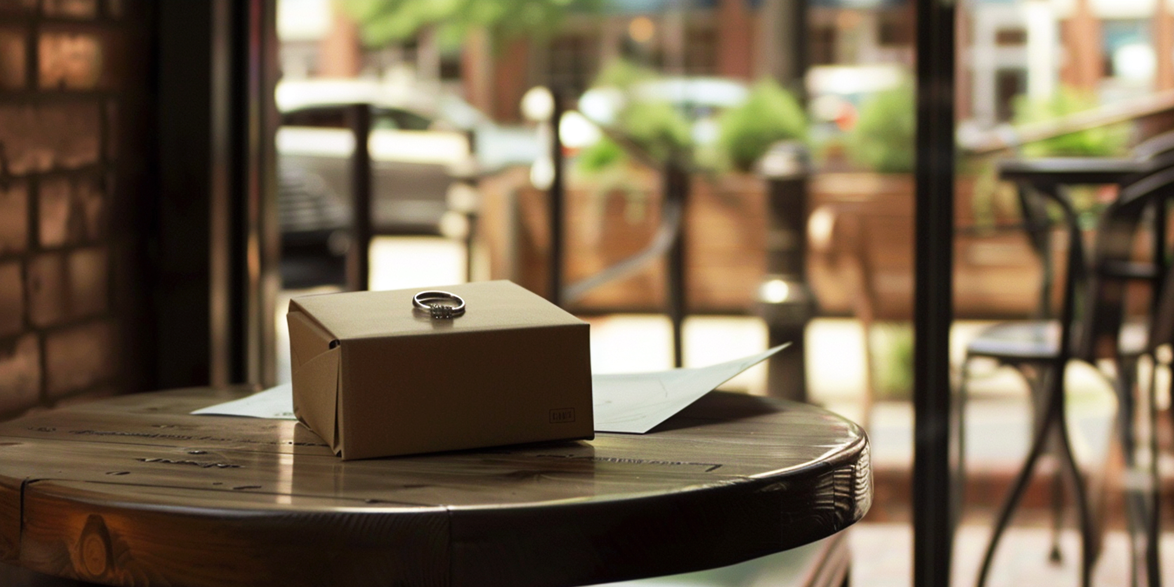 A ring and a box on a table | Source: Midjourney