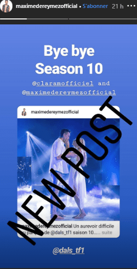 Un message dans Story de Maxime Dereymez pour Clara Morgane. Photo : Instagram/maximedereymezofficial