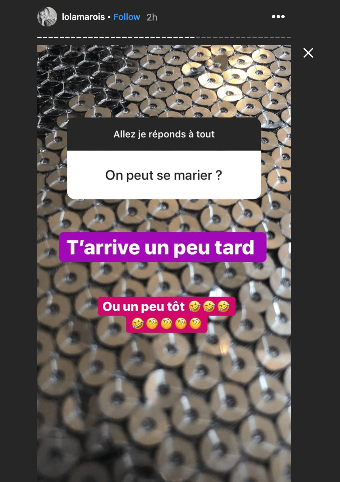 Statut Instagram de Lola Marois | Source : Instagram/lolamarois Statut Instagram de Lola Marois | Source : Instagram/lolamarois