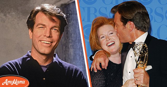 Peter Bergman as Jack Abbott in "The Young and the Restless" circa 1990 [left], Peter Bergman and Mariellen at the 29th Annual Daytime Emmy Awards on May 17, 2002 in New York [right] | Photo: Getty Images