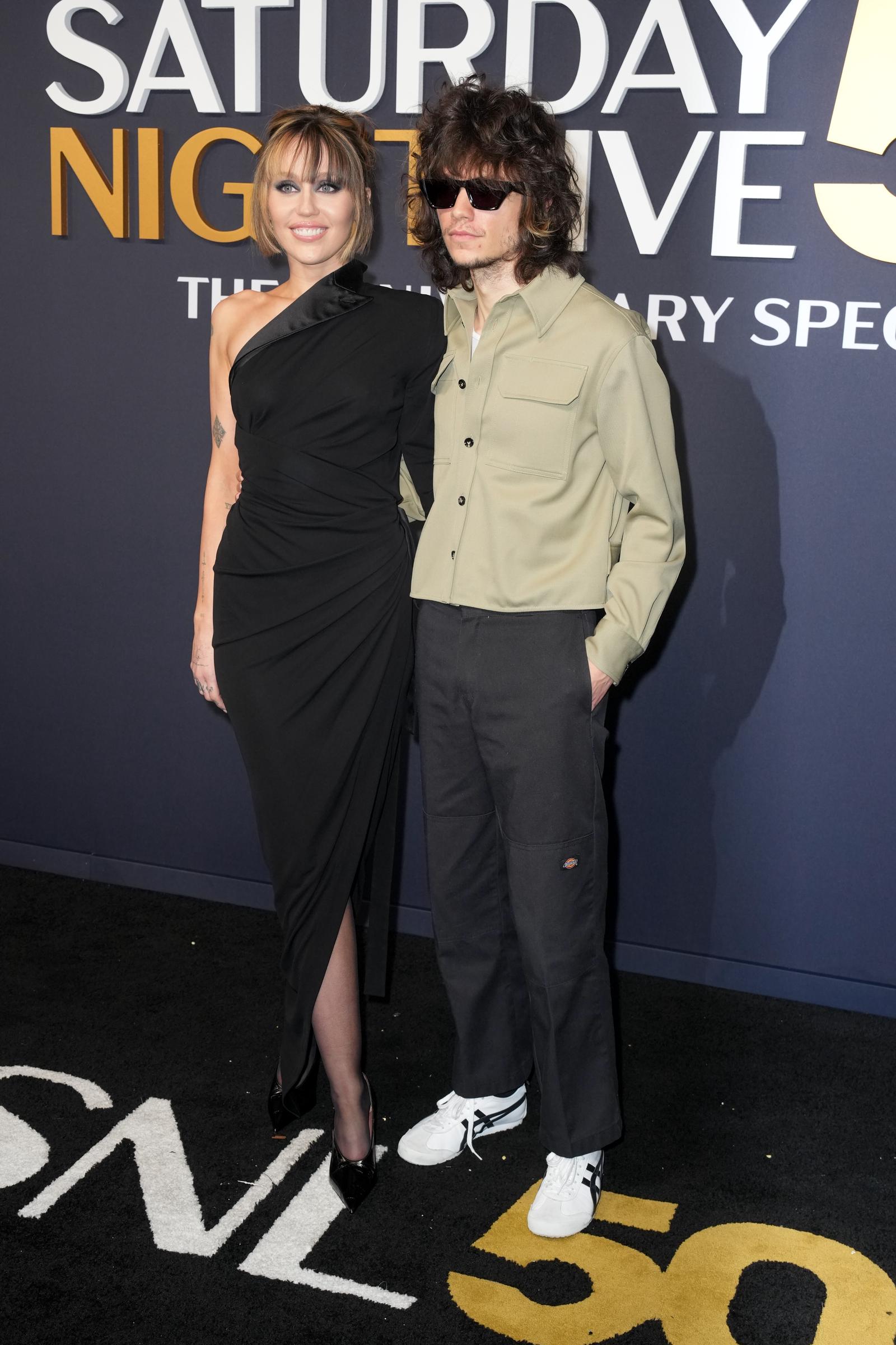 Miley Cyrus and Maxx Morando at SNL50: The Anniversary Special at 30 Rockefeller Plaza in New York on February 16, 2025. | Source: Getty Images