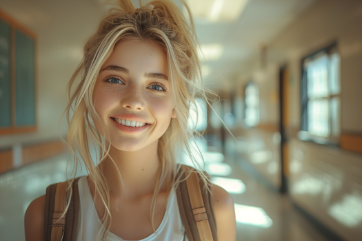 A teen girl laughing | Source: Midjourney