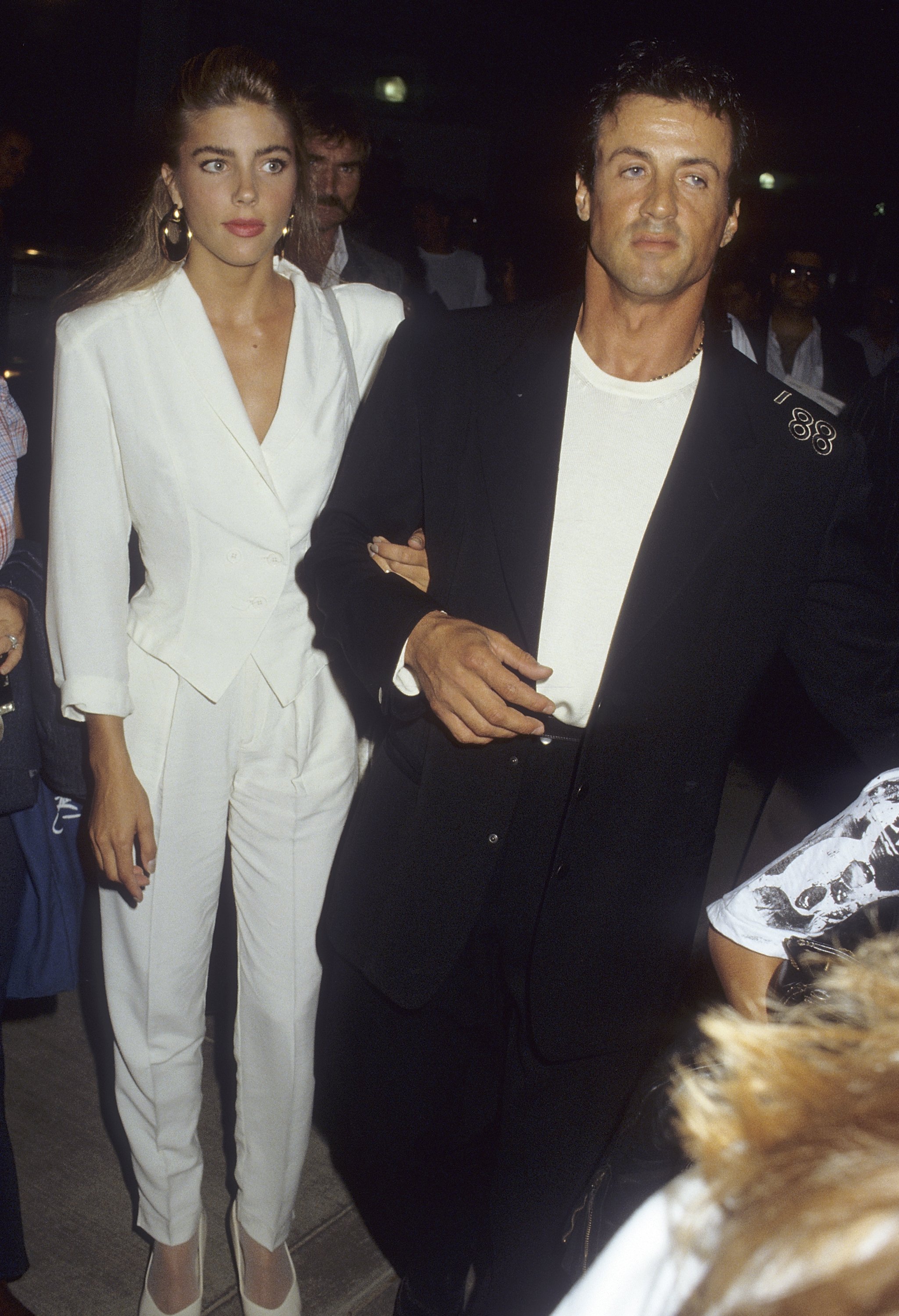 Actor Sylvester Stallone and date Jennifer Flavin attend Mike O'Hara's Power Polo and Cocktail Reception to Benefit Vital Options on August 26, 1988 at the Los Angeles Equestrian Center in Burbank, California. | Source: Getty Images