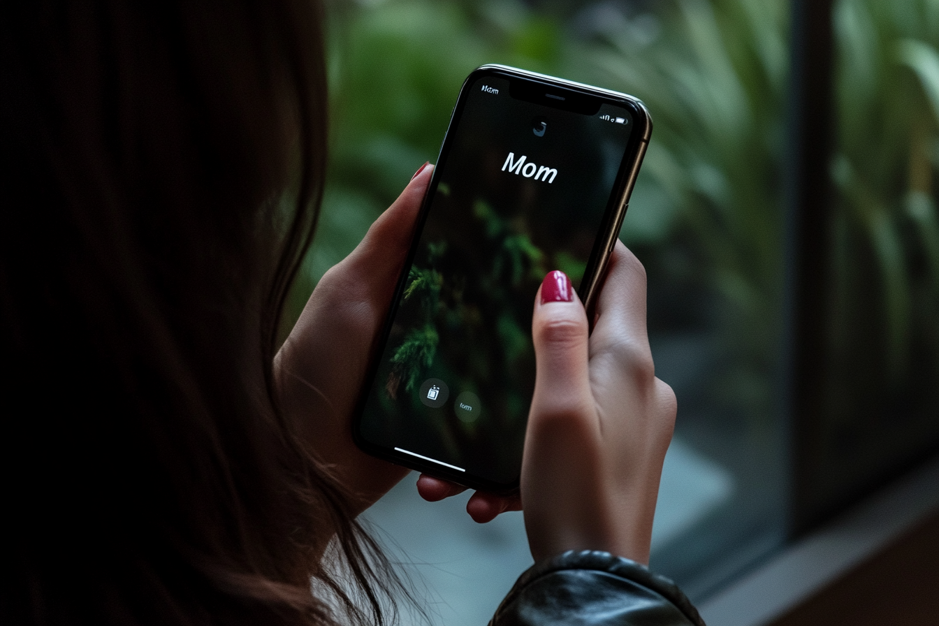 A woman about to answer her mothers phone call | Source: Midjourney