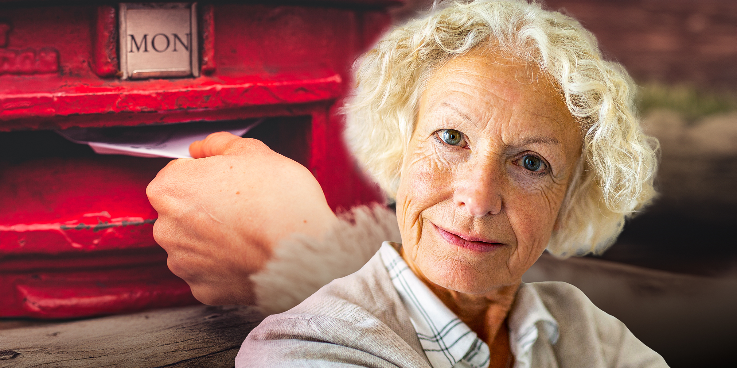 A person putting a letter in a mailbox | A smirking older woman | Source: Shutterstock
