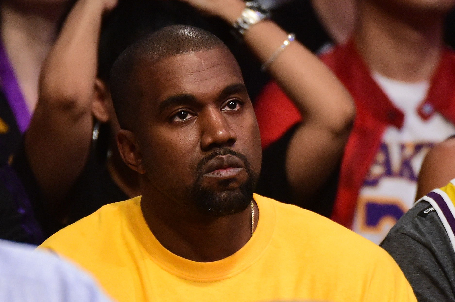 Kanye West during the basketball game between the Los Angeles Lakers and the Utah Jazz at Staples Center on April 13, 2016, in Los Angeles, California. | Source: Getty Images