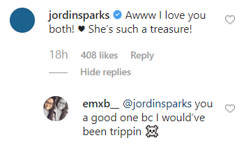 Jodin Sparks' comment on Dana Isaiah's post. | Photo: instagram.com/_danaisaiah