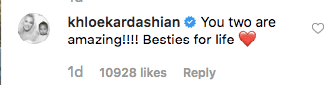 Khloe's comment on Kim Kardashian-West post. | Source: Instagram.com/kimkardashian