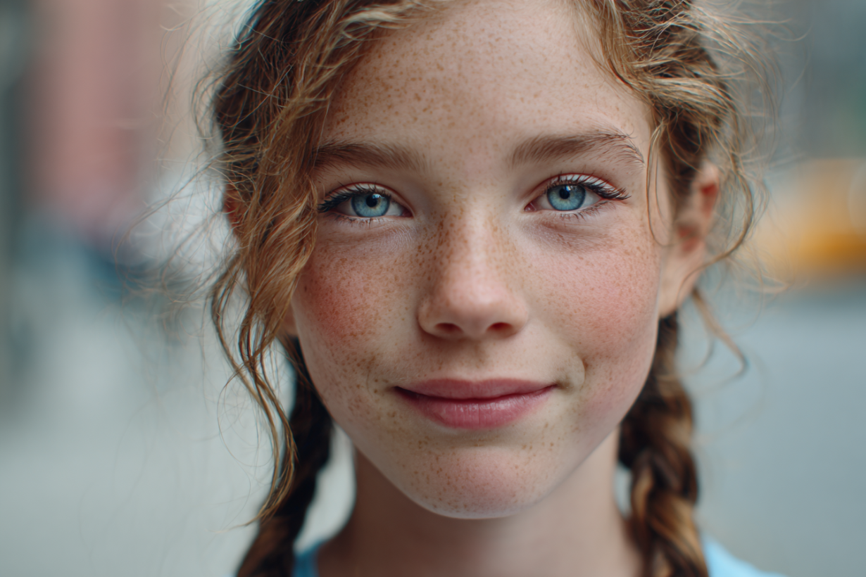 A girl looking straight ahead | Source: Midjourney