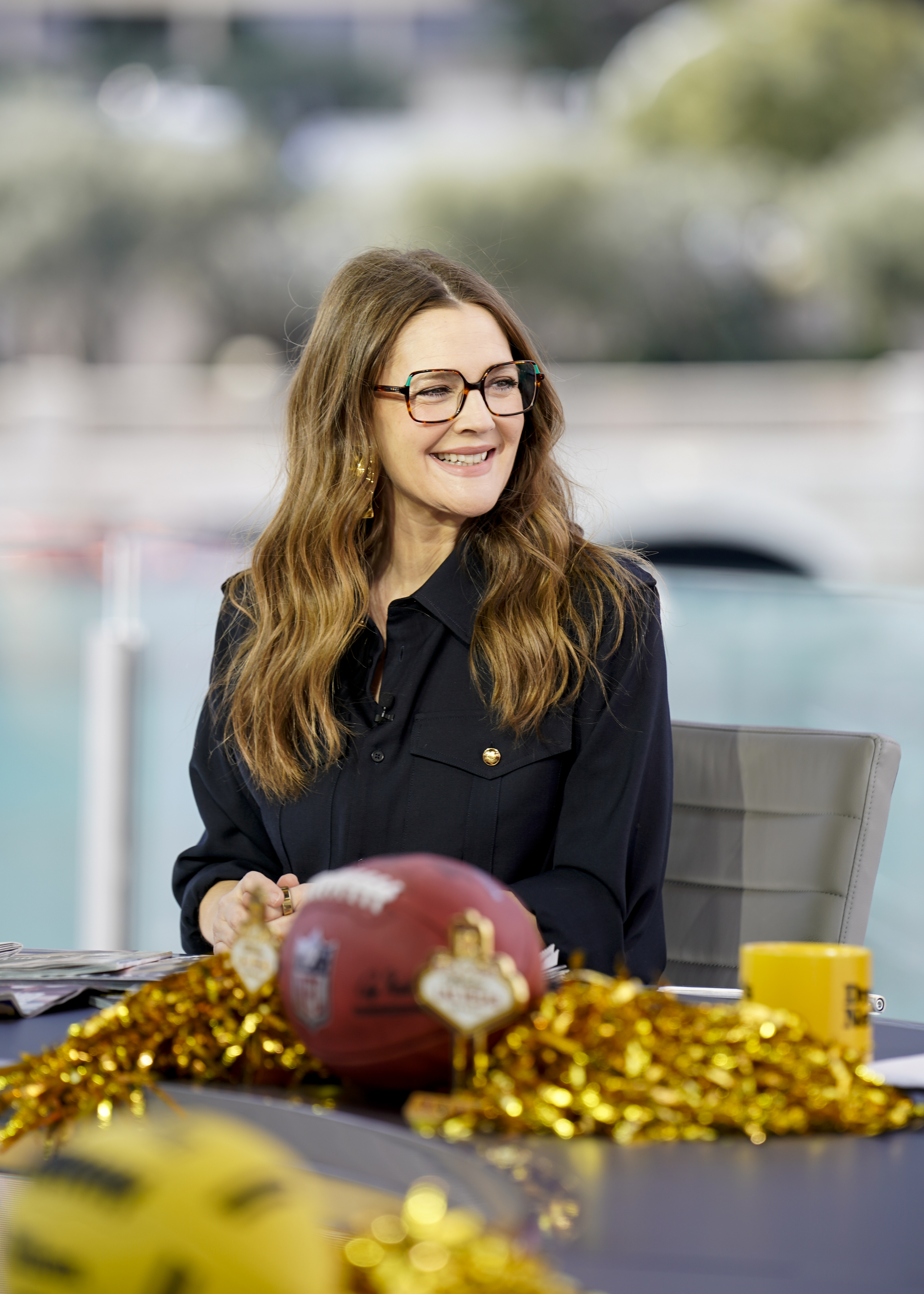 Drew Barrymore on the 'Drew Barrymore Show' at The Bellagio for Super Bowl LVIII, on February 7, 2024. | Source: Getty Images