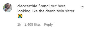 A fan's comment on Brandy and her daughter's TikTok video. | Photo: Instagram/Theshaderoom
