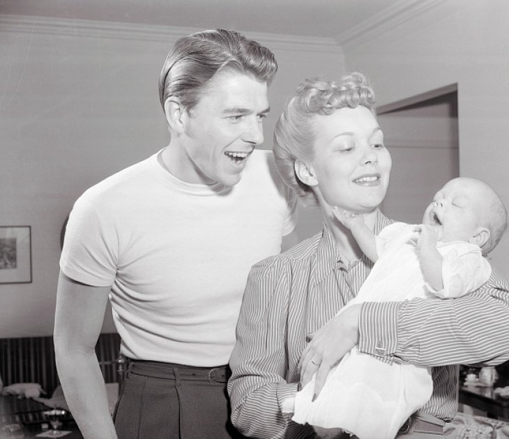 Ronald Reagan with his wife and child | Getty Images