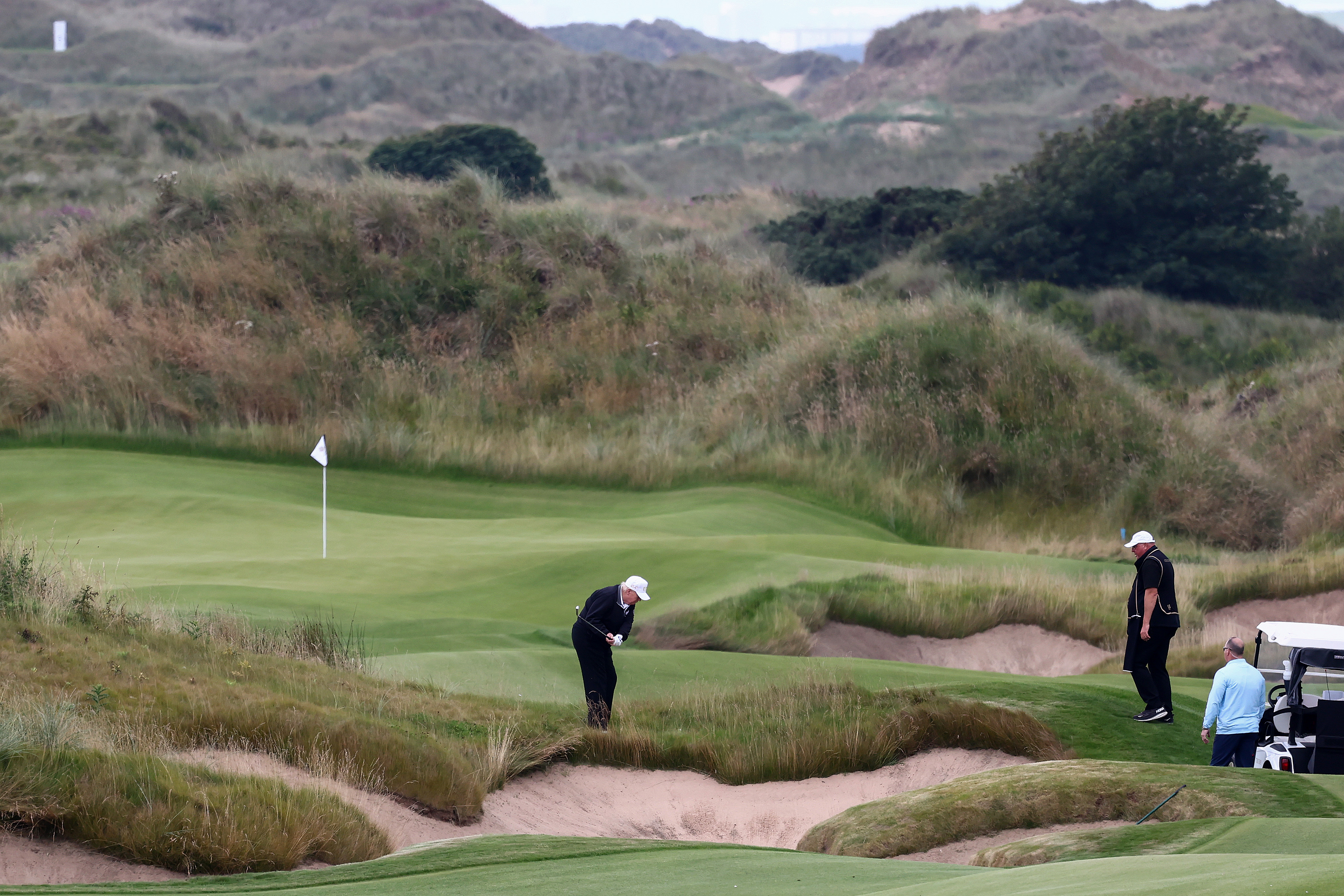 President Donald Trump plays a round of golf after opening his new golf course resort in Balmedie, Scotland on July 29, 2025 | Source: Getty Images