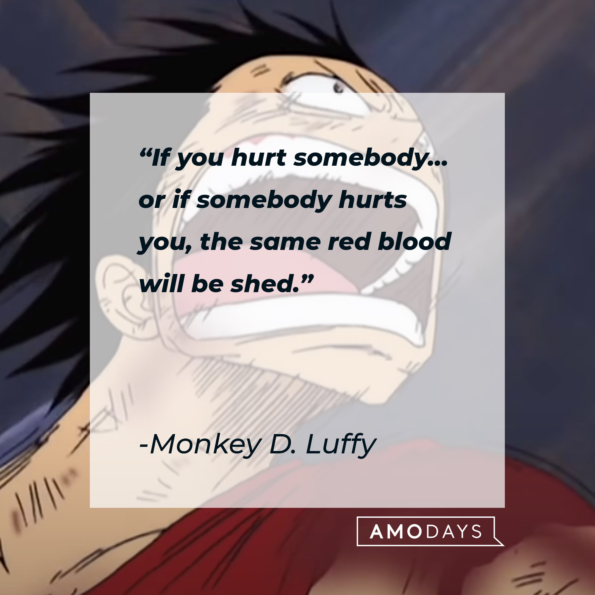 Monkey D. Luffy's quote: "If you hurt somebody… or if somebody hurts you, the same red blood will be shed." | Image: AmoDays