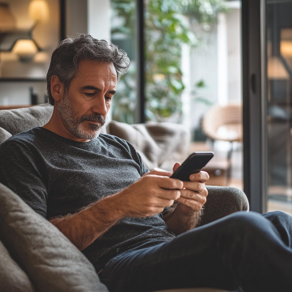 An older man using his phone | Source: Midjourney