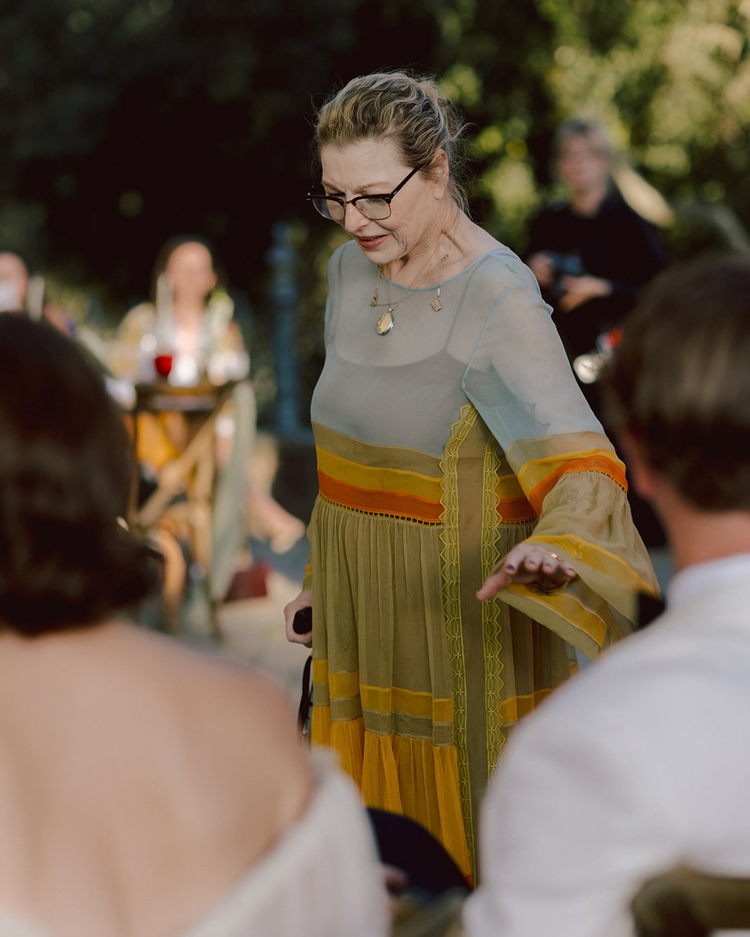 Tatum O'Neal walking with her cane at Kevin McEnroe and Fern Cozine's wedding, from a post dated July 20, 2025 | Source: Instagram/tatum__oneal
