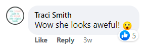 A comment on Kim Basinger's looks on a Facebook post published on April 3, 2023 | Source: Facebook.com/Hollywood Life