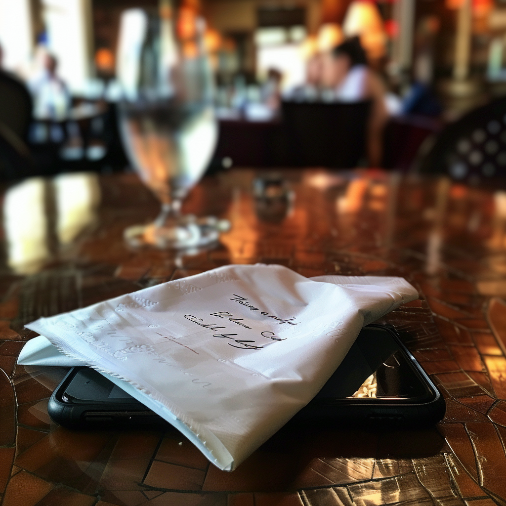 Writing on a napkin | Source: Midjourney