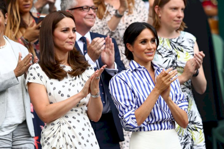 Catherine, Duchess of Cambridge and Meghan, Duchess of Sussex at the Wimbledon Lawn Tennis Championships Source | Photo: Getty Images