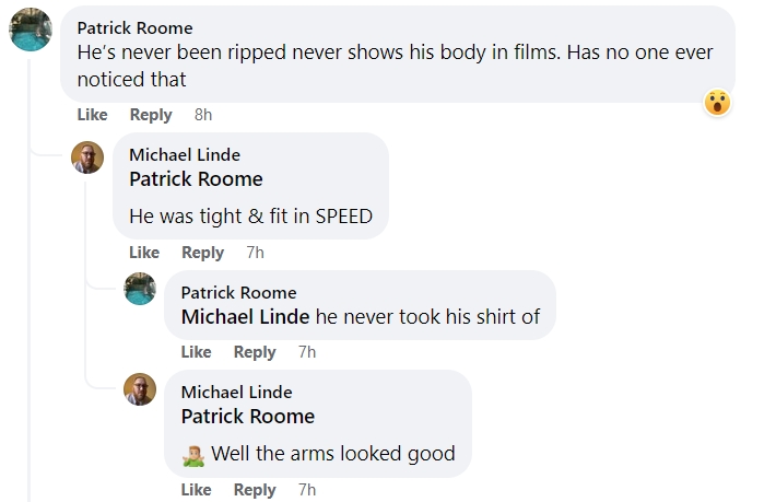 A screenshot of Facebook users commenting on Keanu Reeves' physique | Source: facebook.com/DailyMail