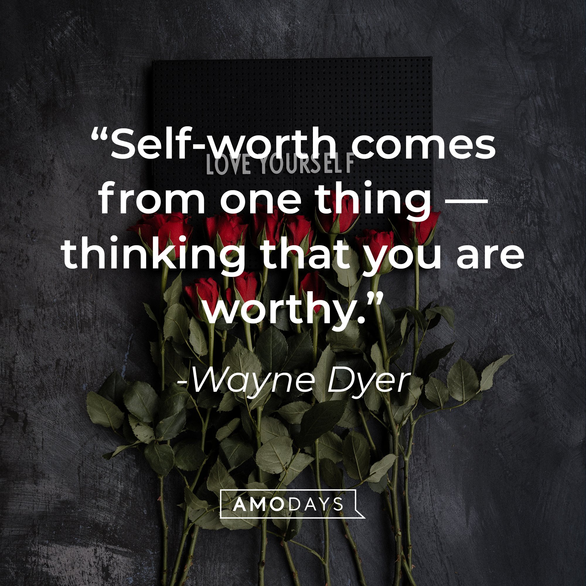 Wayne Dyer's quote: “Self-worth comes from one thing — thinking that you are worthy.” | Image: AmoDays