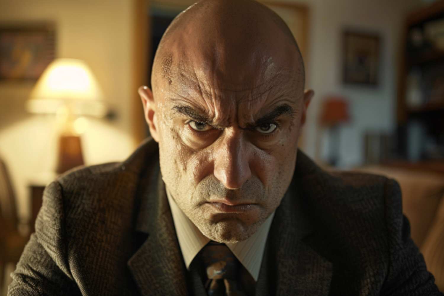An angry bald man | Source: Midjourney