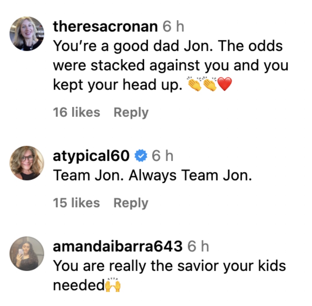 Screenshot of comments on Jon Gosselin's Instagram post. | Source: Instagram/JonGosselin1