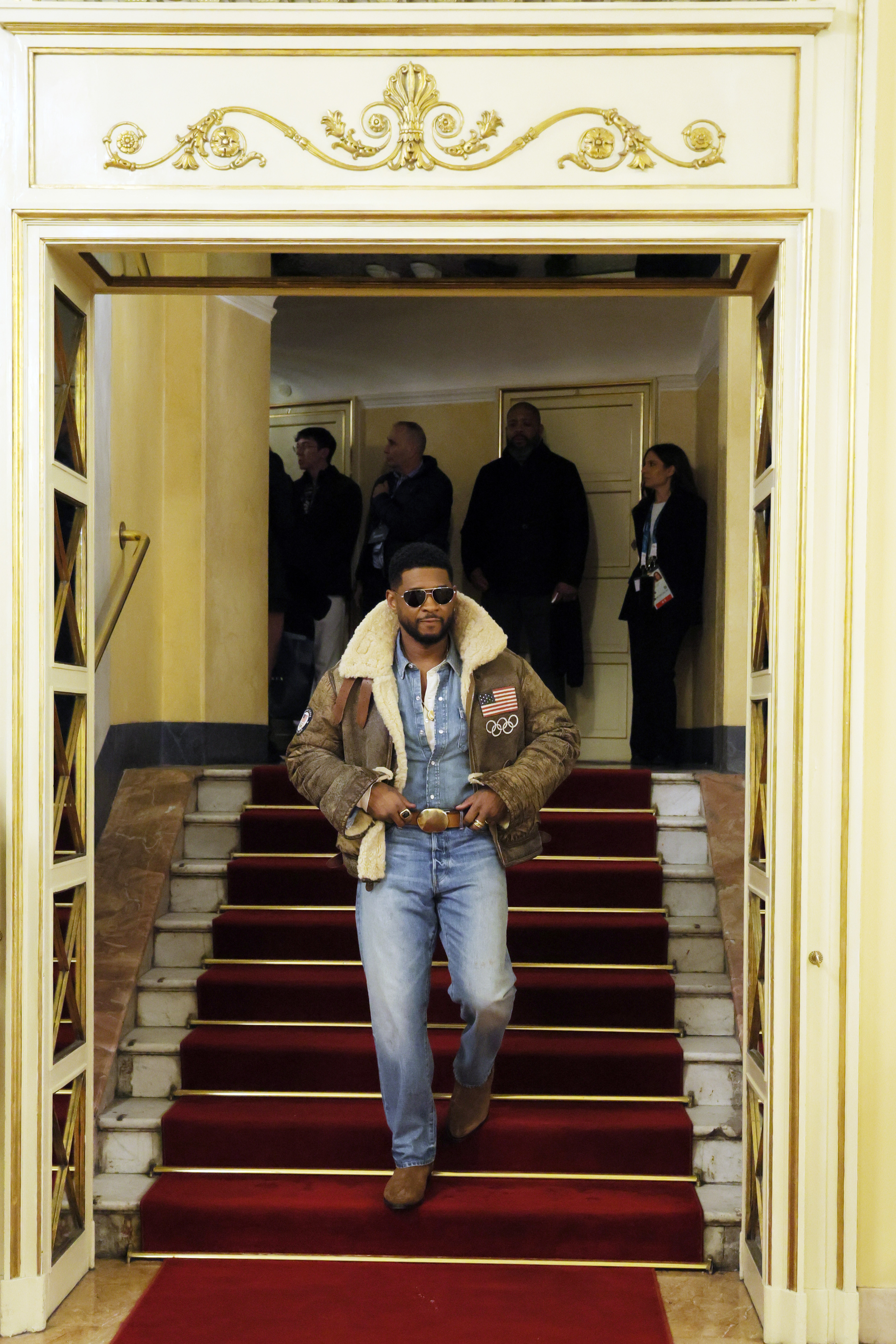 Usher Raymond arrives on the red carpet for the Winter Olympics opening ceremony at Teatro Alla Scala on February 6, 2026, in Milan, Italy | Source: Getty Images