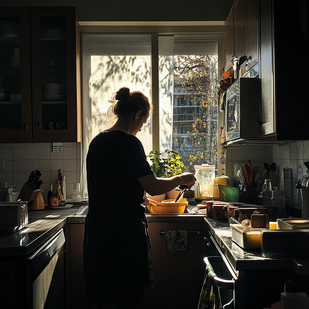 A woman cleaning a kitchen | Source: Midjourney